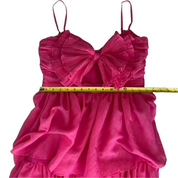 Sofie the Label pink front bow cut out ruffled dress - Picture 9 of 11